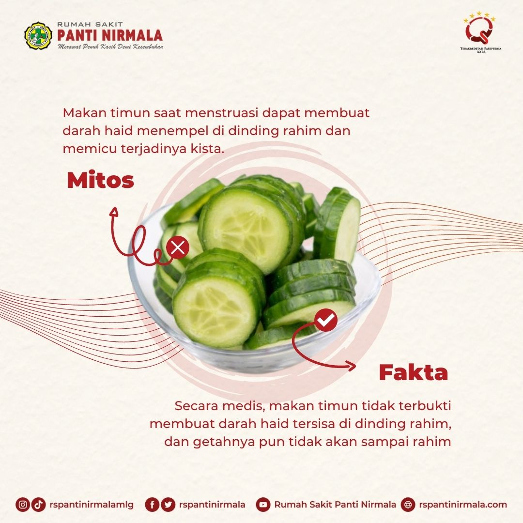 Faktanya, memakan timun saat haid itu tidak terbukti membuat darah haid tersisa di dinding rahim, dan getahnya pun tidak akan sampai rahim.