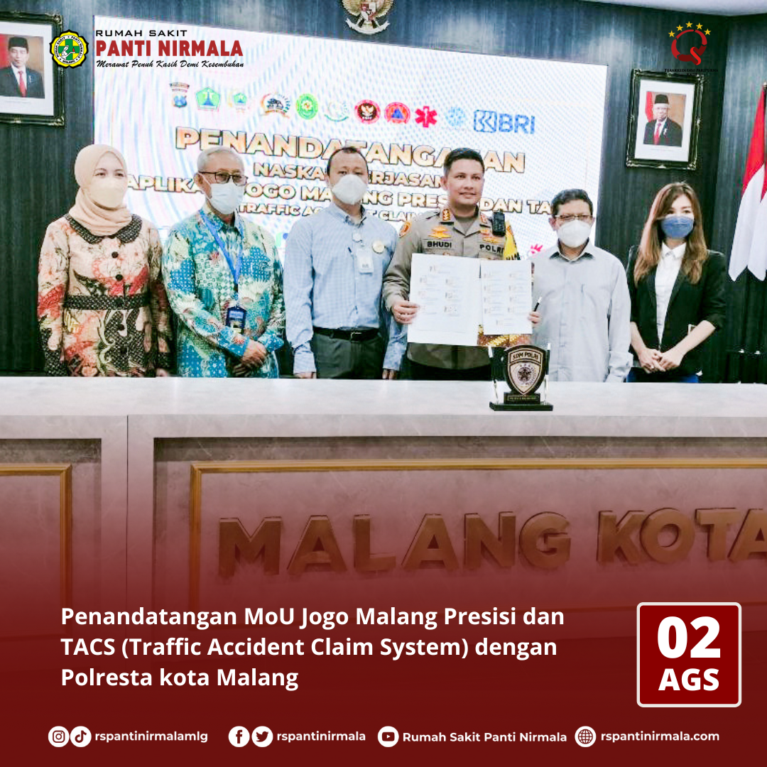 RS Panti Nirmala menjadi salah satu rumah sakit yang mengikuti penandatanganan bersama MOU aplikasi Jogo Malang Presisi dan TACS (Traffic Accident Claim System)