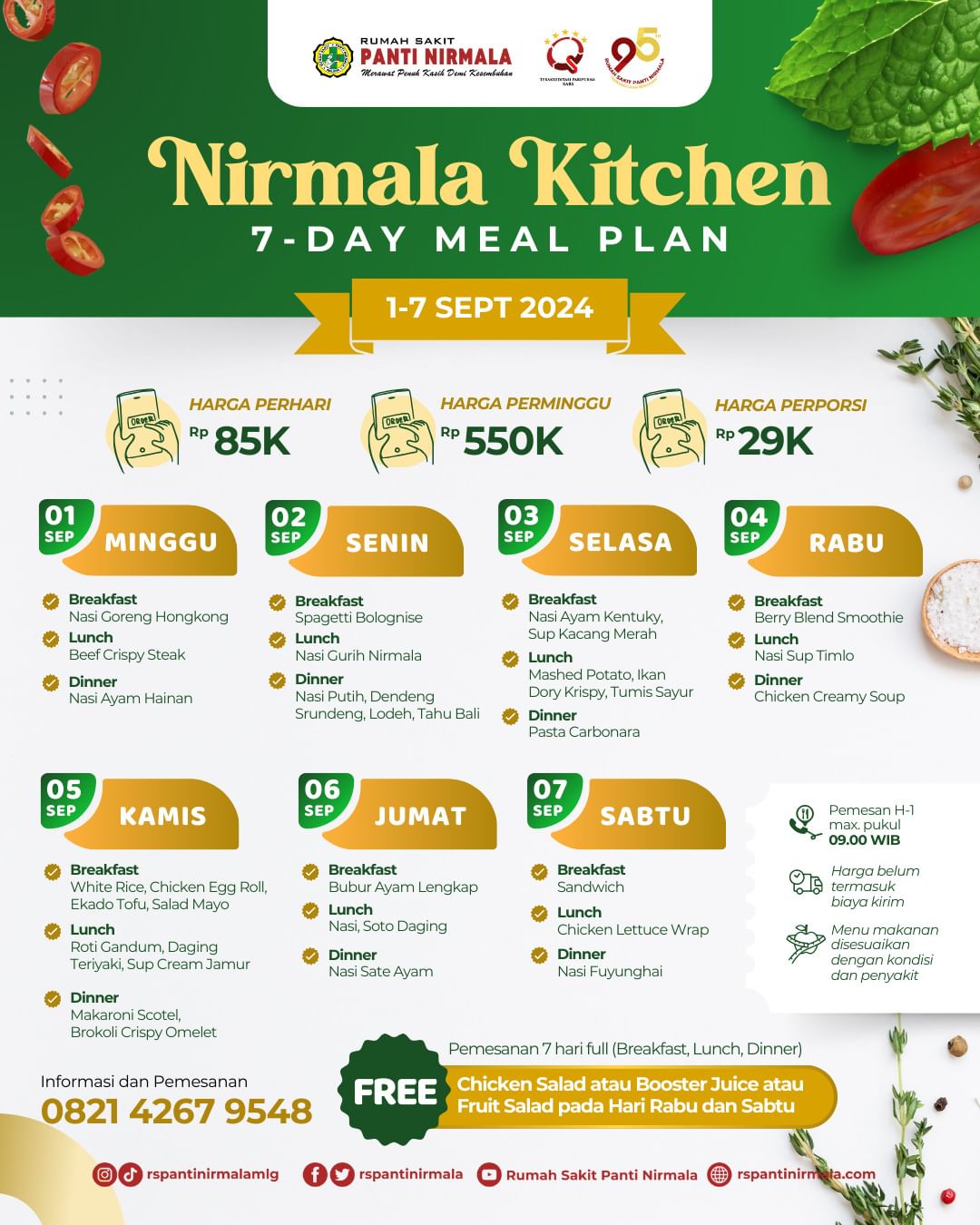 Pengumuman Buat Sobat Nirmala Yang Kepo Menu Catering Gizi Rumah Sakit Panti Nirmala, Ada Paket Khusus Lho!