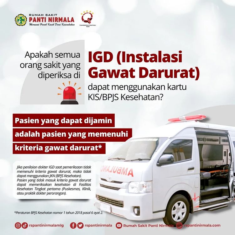 Apakah semua orang sakit yang diperiksa di IGD (Instalasi Gawat Darurat) dapat menggunakan kartu KIS/BPJS Kesehatan?