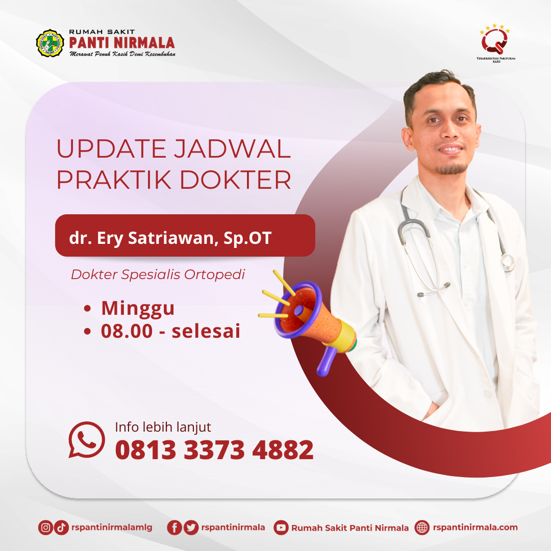 Perubahan jadwal praktik dr. Ery Satriawan, Sp.OT